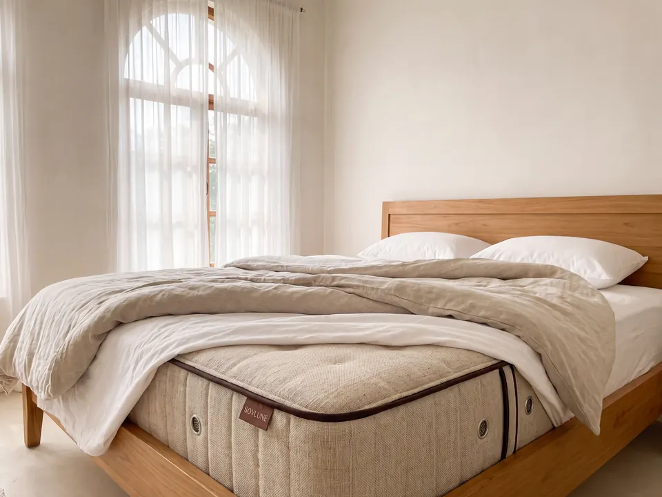 Sovlune Couple Pocket Spring spring mattress on a bed in a bedroom