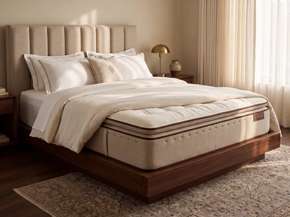 Sovlune Hotel Luxe Pocket spring mattress on a bed in a bedroom