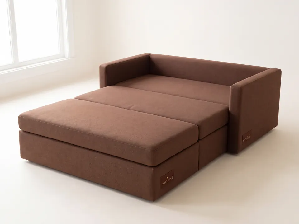 Sovlune Fold-Out Sofa-cum-Bed opened out into a bed